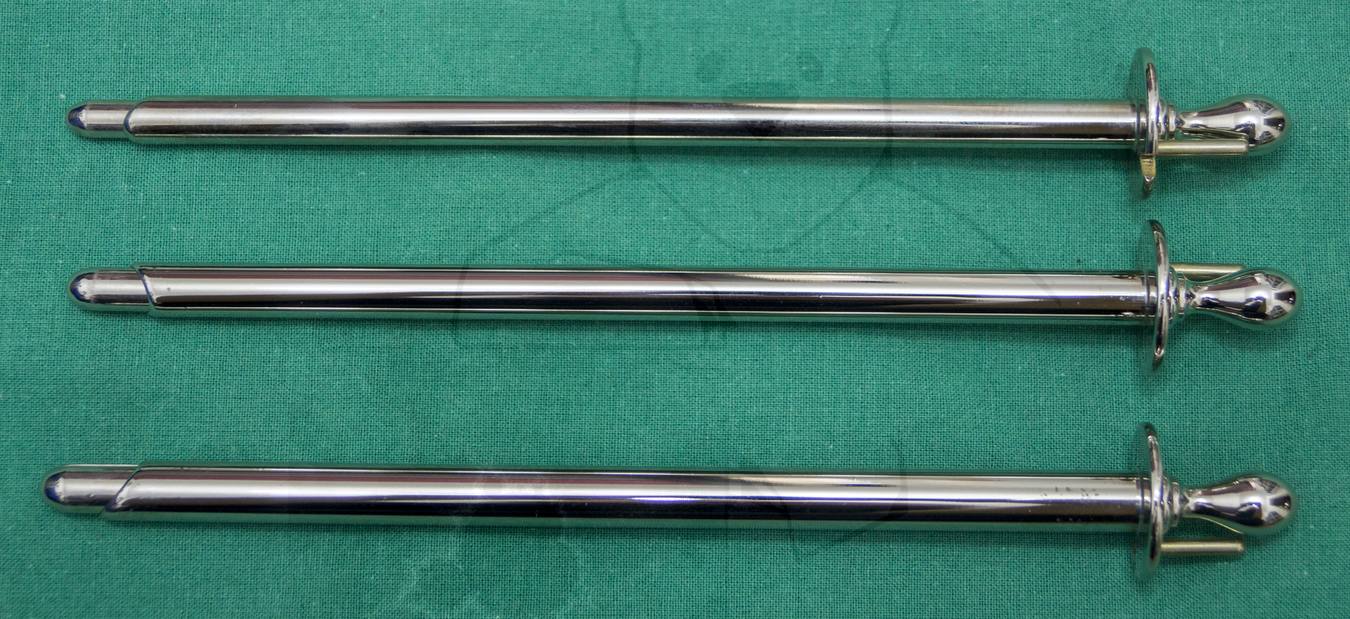 Laryngoskop - Alle drei Laryngoskop mit eingesetztem Einsatz, Größe 21, 23, 25